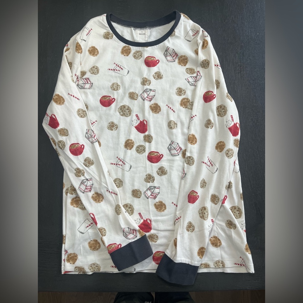 Burts Bees Baby Cookies Milk Pajama Top Long Sleeve Organic Cotton Large Soft